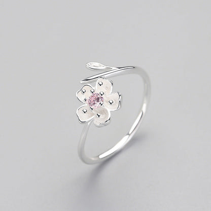 Adjustable Silver Flower Ring