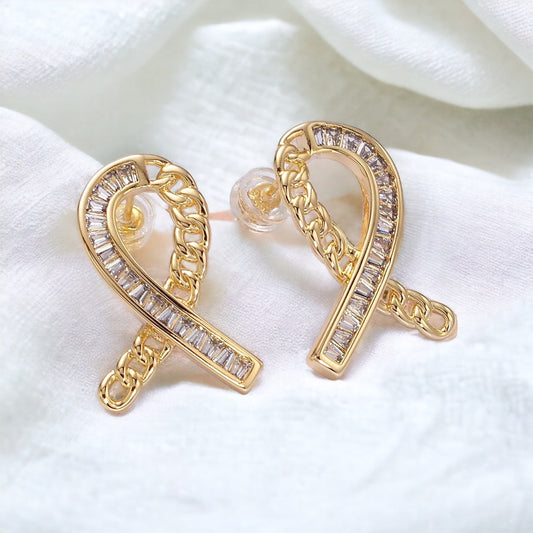 Cancer Awareness Ribbon Earrings - Gold or Silver