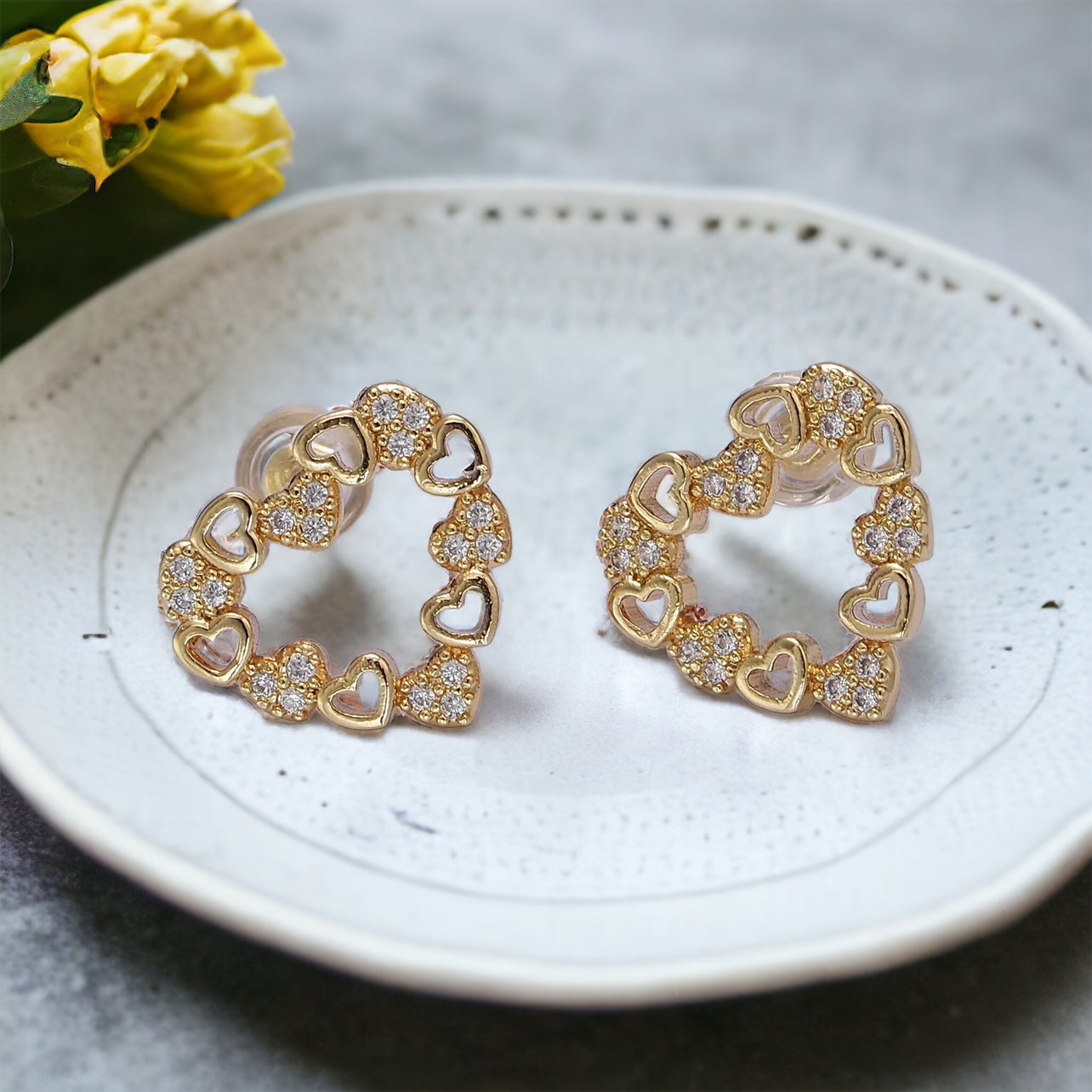Paolina heart stud earrings