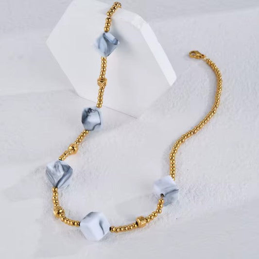 Vintage Bohemian Block Design Gold Necklace