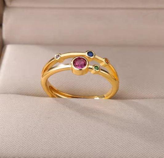 Crystal Zircon Waterdrop Gold Ring