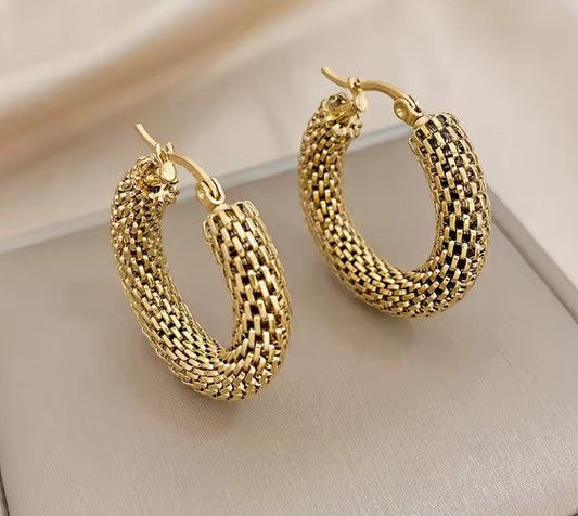 Trendy Hoop Mesh Gold Earrings