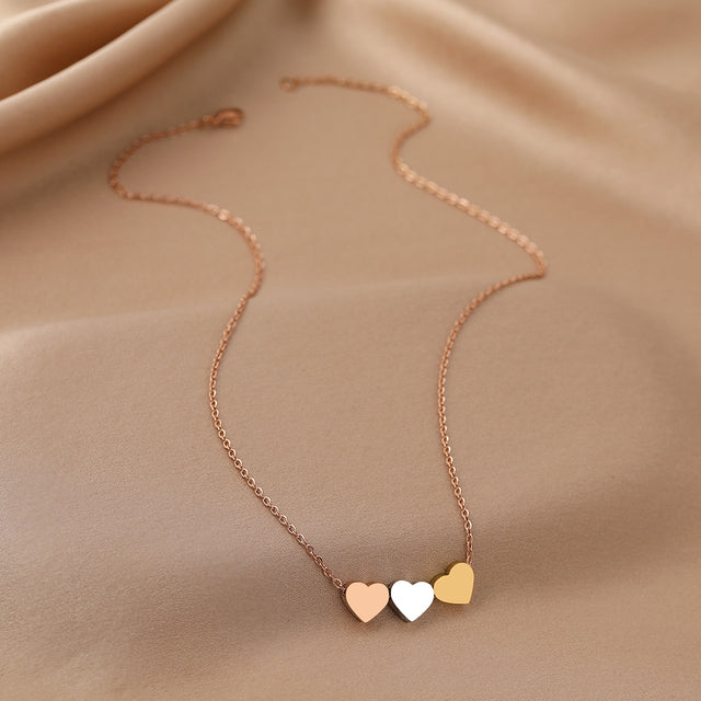 Triple Heart Necklace in Gold
