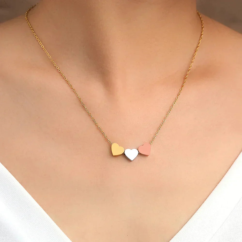 Triple Heart Necklace in Gold