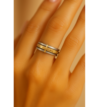 Gold Layered Religious Cross Ring