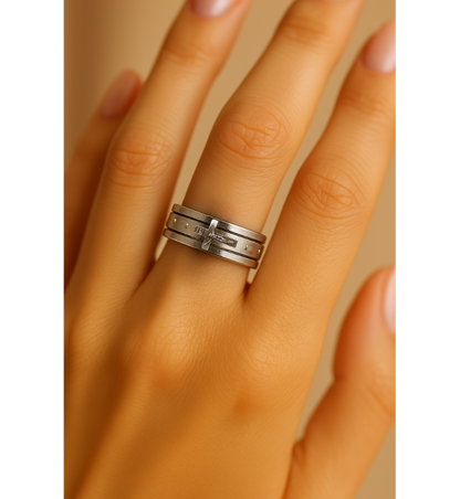 Vintage Religious Cross Silver Ring