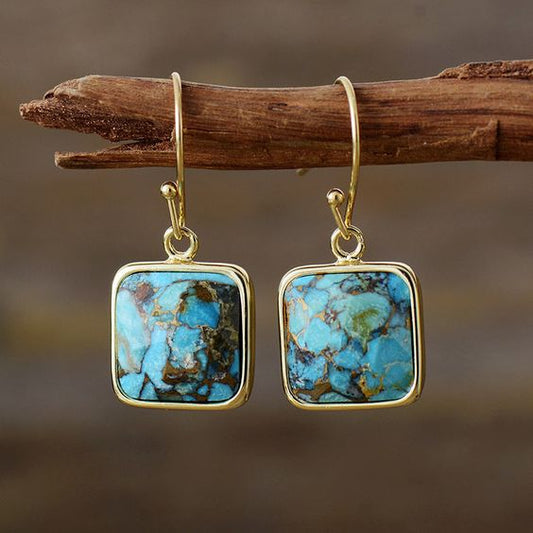 Vintage Cubic Blue Stone Earrings