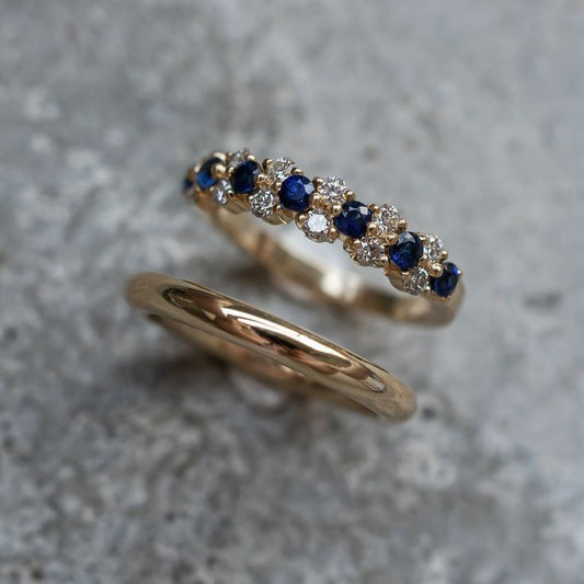 Vintage Blue Zirconia Elegant Ring Set