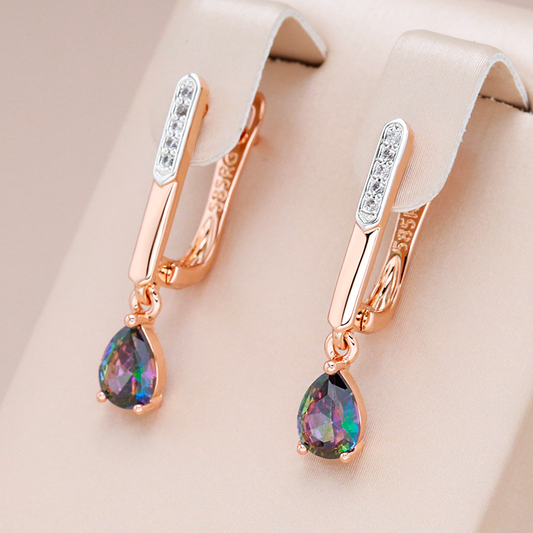 Elegant Multicoloured Crystal Earrings in Gold