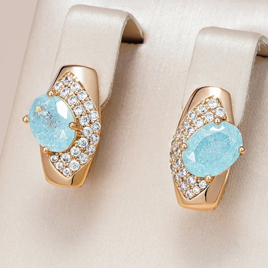 Elegant Blue Opal Bright Earrings