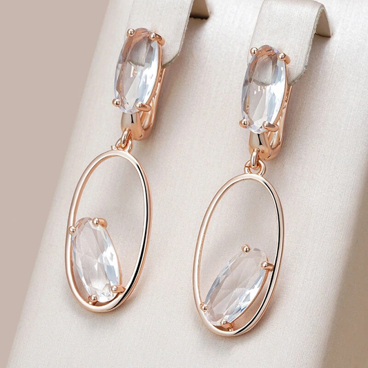 Elegant White Crystal Hollow Earrings
