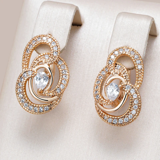 Vintage Bright Spiral Zirconia Earrings