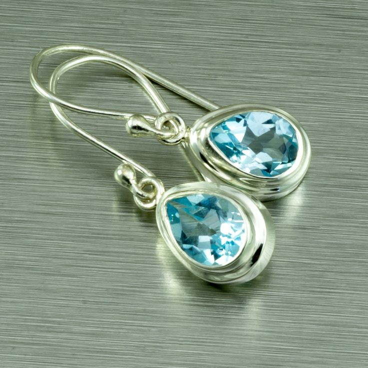 Vintage Blue Sky Glass Silver Earrings