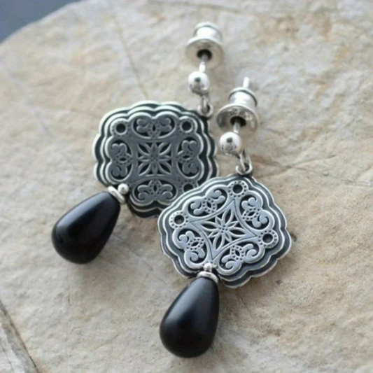 Vintage Dark Silver Earrings