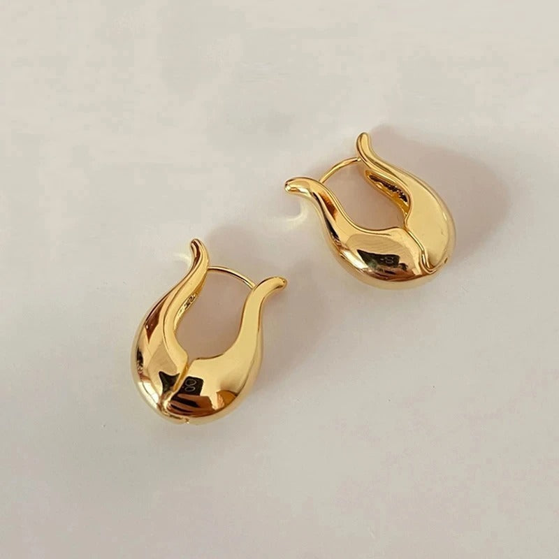 Gold Fluid Sleek Design Earrings