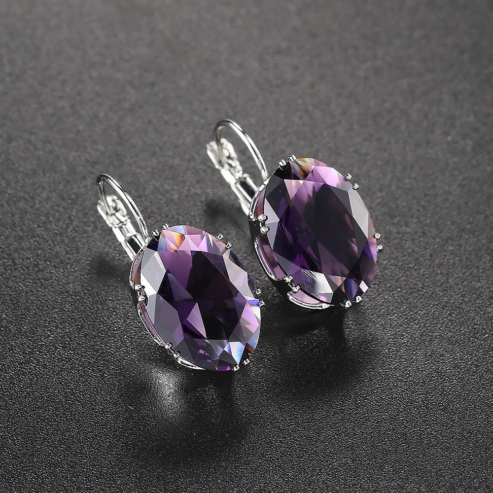 Vintage Purple Oval Earrings