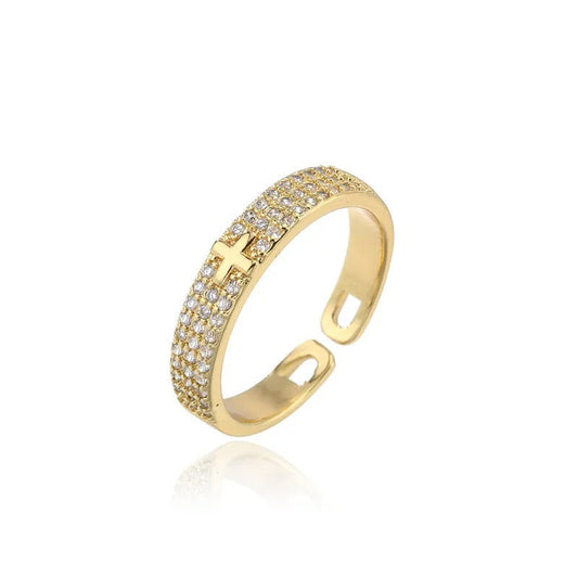 Gold Sparkling Faith Resizable Ring