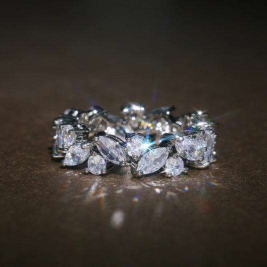 Vintage Marquise & Round Diamond Eternity Ring