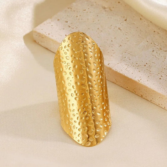 Stunning Gold Hammered Surface Adjustable Ring