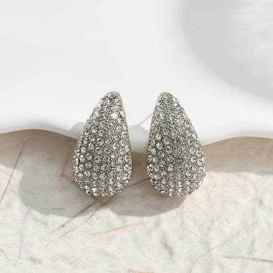 Silver Vintage Sparkling Teardrop Earrings