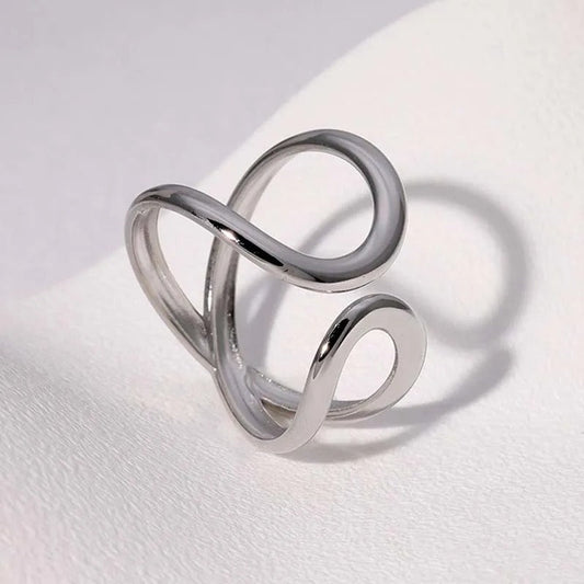 Artistic Silver Infinite Twist Adjustable Ring