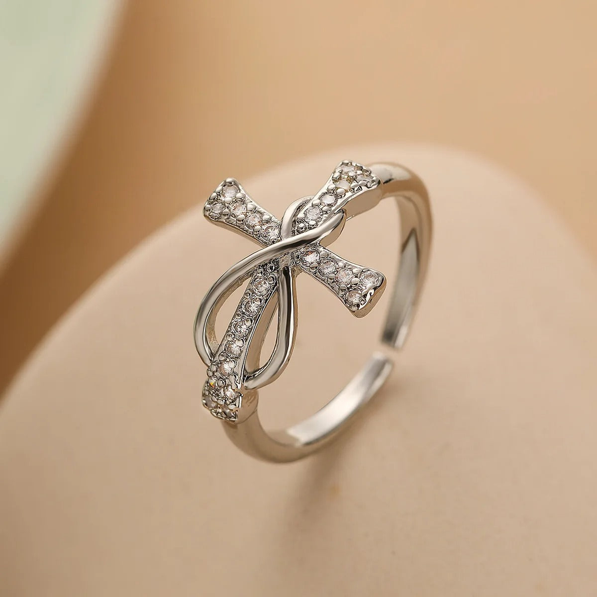 Silver Infinity Cross Resizable Ring