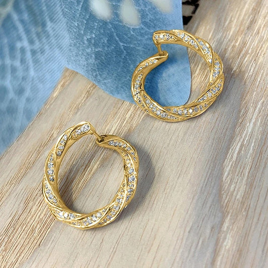 Gold Twisted Crystal Earrings