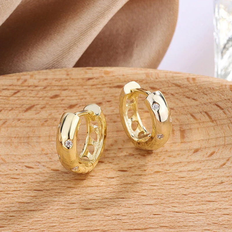 Classy Gold Radiant Crystal Hoop Earrings