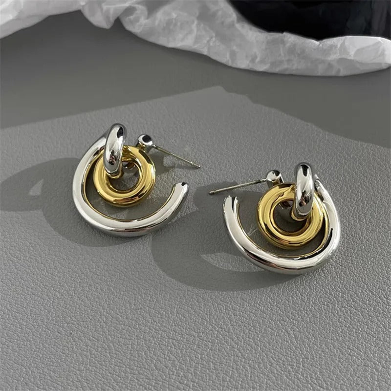Vintage C-Shaped Gold Classic Stud Earrings