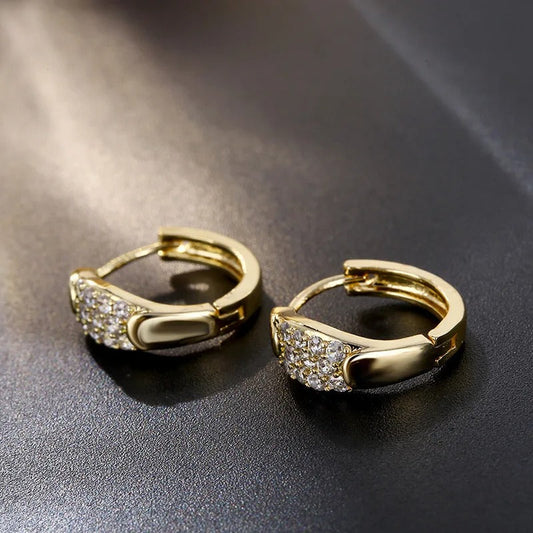 Classic Gold Sparkling Gemstone Hoop Earrings