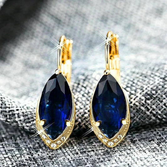Vintage Gold Navy Crystal Earrings