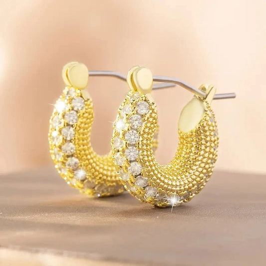 Gold Crystal Beaded Earrings