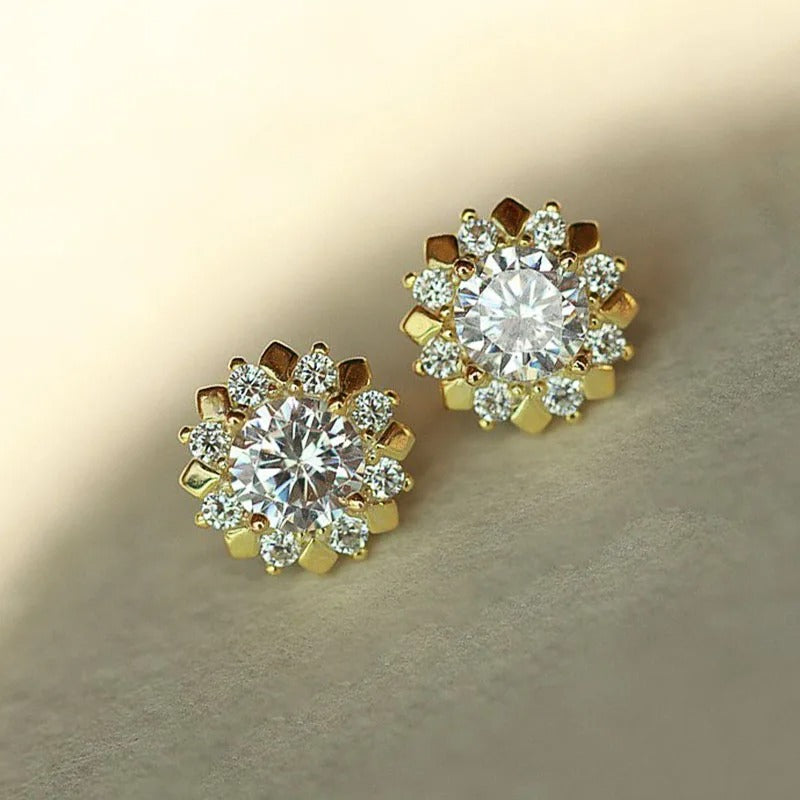 Gold Petal Cluster Earrings