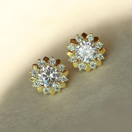 Gold Petal Cluster Earrings