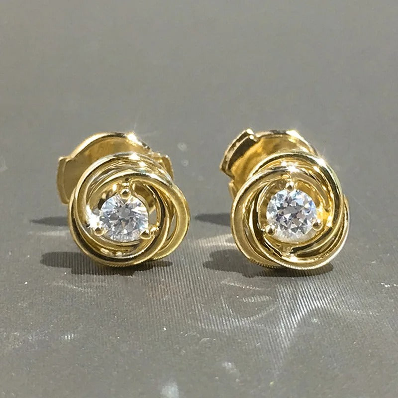 Gold Spiral Sparkle Earrings