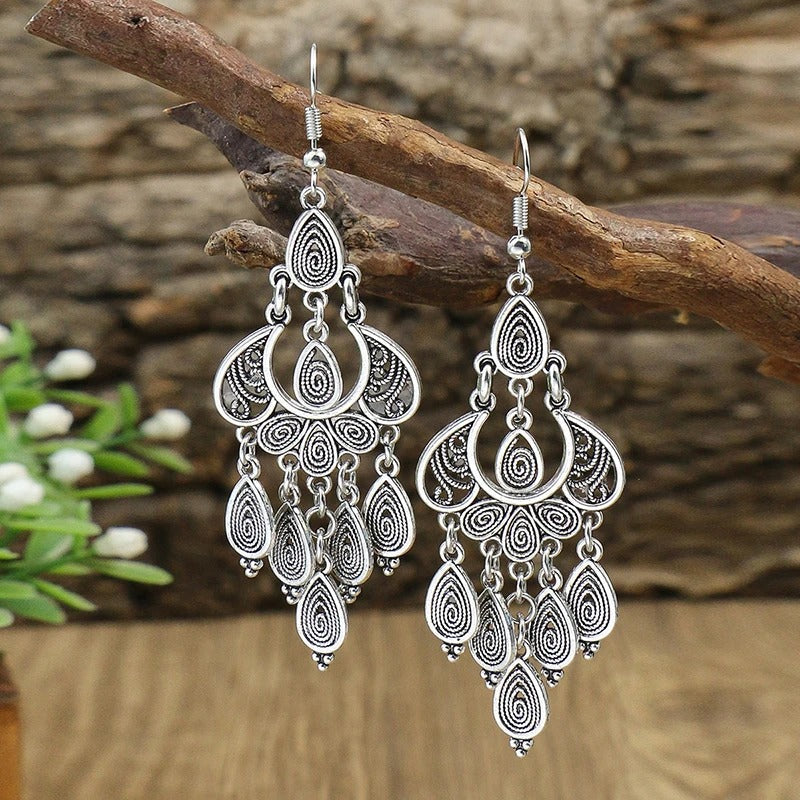 Antique Silver Drop Dangle Earrings