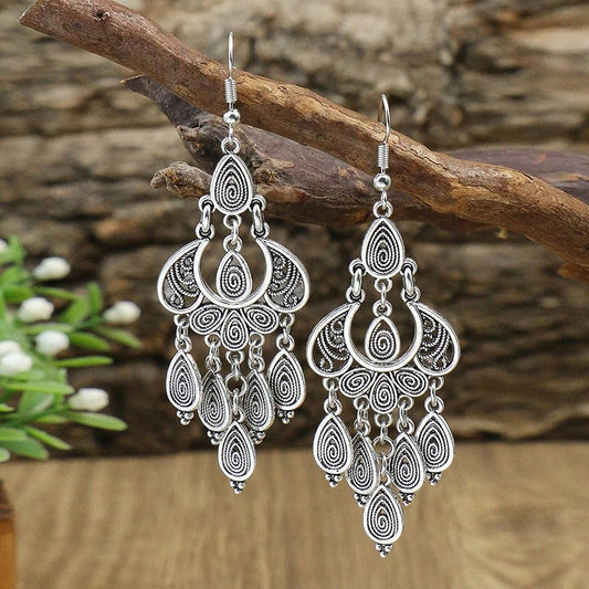 Antique Silver Drop Dangle Earrings