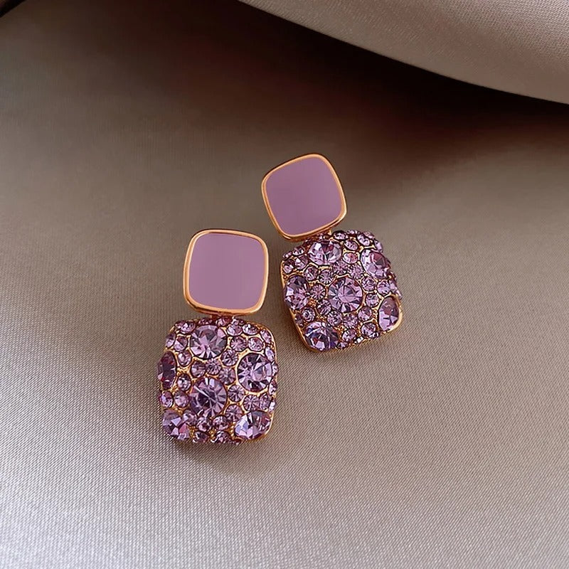 Sparkling Purple Retro Earrings