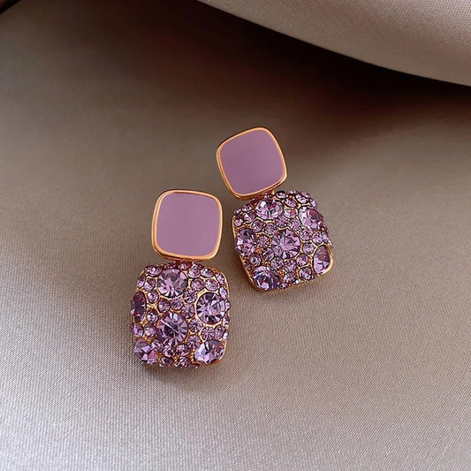 Sparkling Purple Retro Earrings