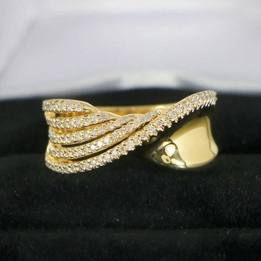 Vintage Gold Sparkling Wave Ring