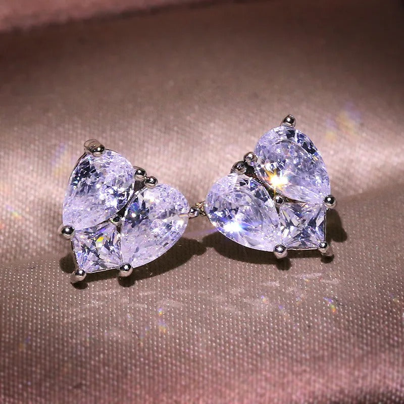 Timeless Heart-Shaped Brilliant Gemstone Sparkle Earrings