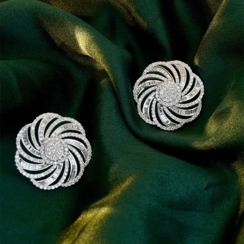Silver Sparkle Swirl Earrings