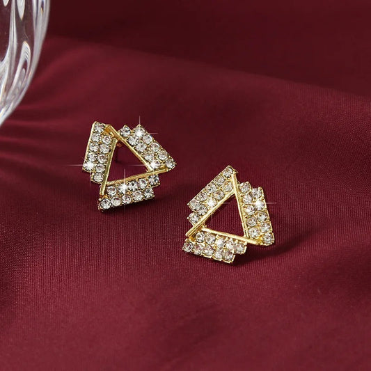 Vintage Crystal Triangle Stud Earrings