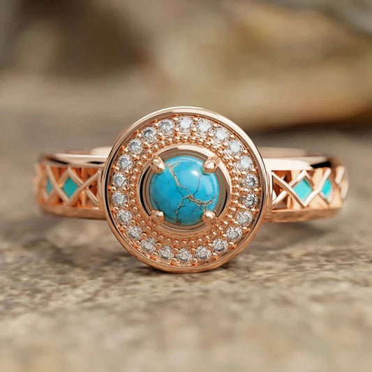 Vintage Rose Gold & Turquoise Ring