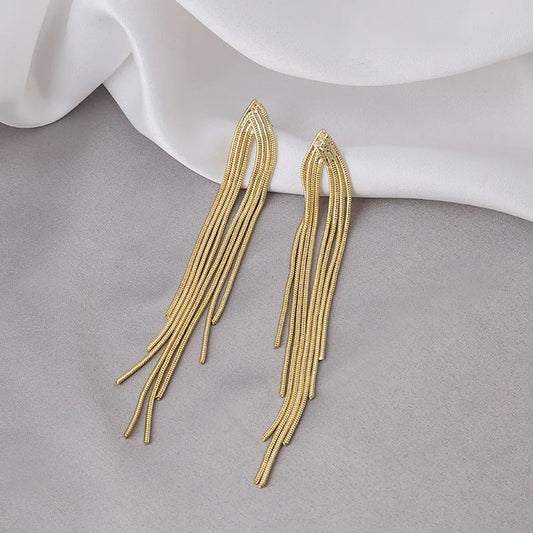 Gold Chain Fringe Delicate Tassel Earrings