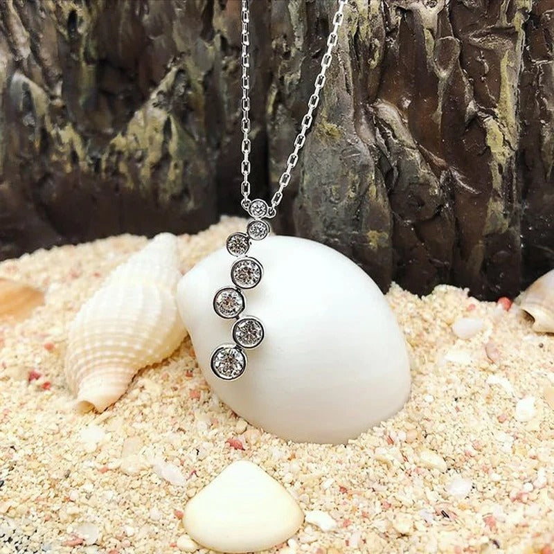 Vintage Silver Round Crystal Necklace