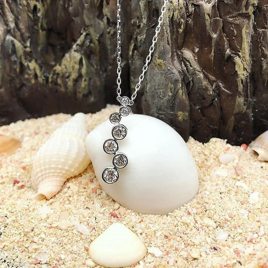 Vintage Silver Round Crystal Necklace