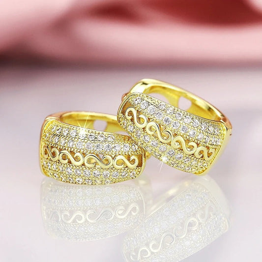 Gold Vintage Wave Pattern Earrings