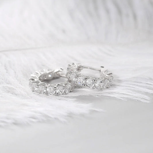 Vintage Silver Classic Round Cut Hoop Earrings