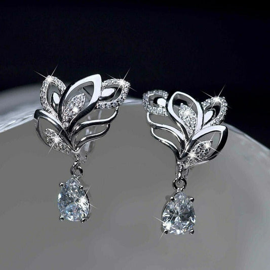 Silver Crystal Floral Sparkle Earrings